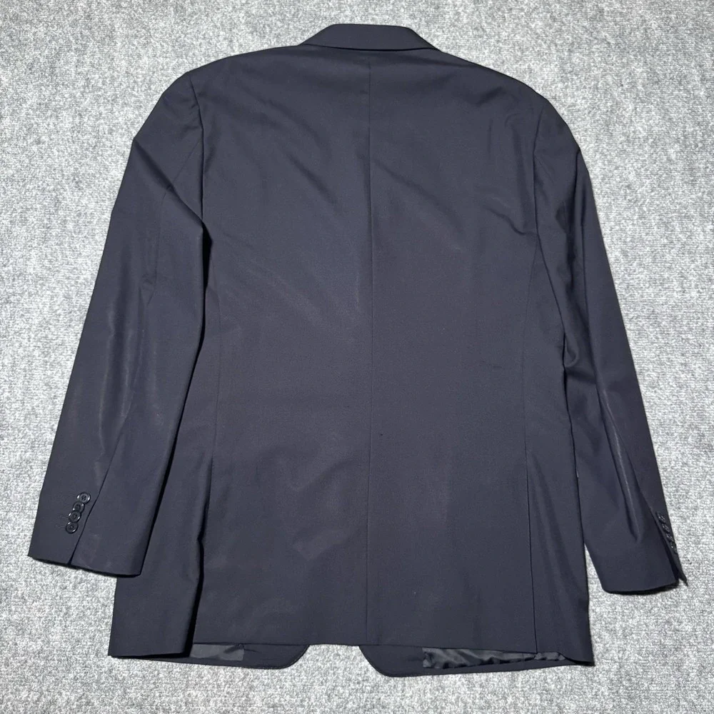 Salvatore Ferragamo Blazer 54 Navy‎ Blue Cotton Jacket Coat Wool 3-Butotn READ